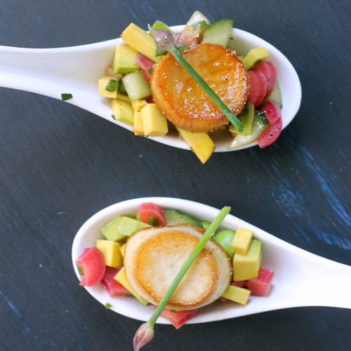 Vegan Scallops with avocado salsa